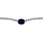 Oval Blue Sapphire & Diamond Tennis Necklace