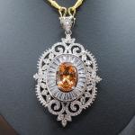 Orange Gemstone Pendant Necklace in 24K Gold