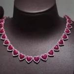 Lab-Created Ruby & Diamond Heart Tennis Necklace
