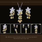 Yellow Citrine Pendant Necklace and Earrings Set