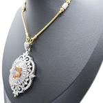 Orange Gemstone Pendant Necklace in 24K Gold