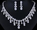 18K White Gold Plated Diamond Necklace and Earrings Set