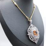 Orange Gemstone Pendant Necklace in 24K Gold