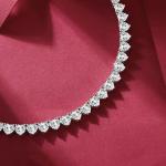 Heart-Shaped Diamond Tennis Necklace in White Gold