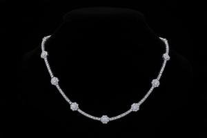 14K Gold Plated Diamond Flower Tennis Necklace