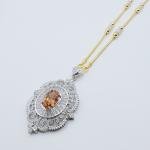 Orange Gemstone Pendant Necklace in 24K Gold