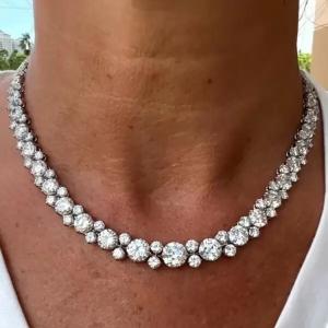 45Ct Lab-Created Diamond Tennis Necklace in White Gold
