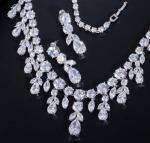 18K White Gold Plated Diamond Necklace and Earrings Set