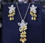 Yellow Citrine Pendant Necklace and Earrings Set
