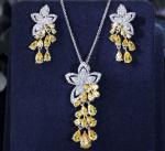 Yellow Citrine Pendant Necklace and Earrings Set