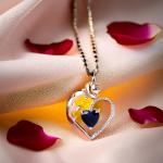 Sapphire Heart Necklace in Rose Gold Plated Silver