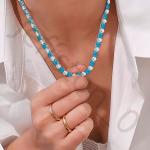 Swiss Blue Topaz & Diamond Tennis Necklace