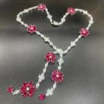 Lab Created Ruby & Diamond Flower Necklace