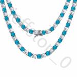 Swiss Blue Topaz & Diamond Tennis Necklace