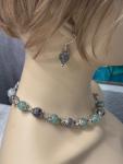 Fluorite & Herkimer Diamond Necklace - Natural Gemstone