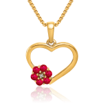 10K Yellow Gold Diamond Ruby Heart Necklace