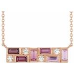 14K Rose Pink Multi-Gemstone and Diamond Necklace