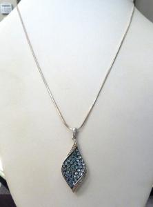 Blue Topaz & Diamond Sterling Silver Necklace