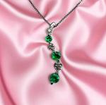 Emerald and Diamond Necklace in 10K White Gold