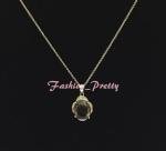 Elegant 4ct Oval Smoky Quartz & Diamond Necklace