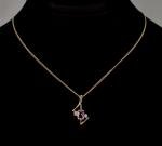 Vintage Gold Plate Diamond & Amethyst Pendant Necklace