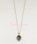 Elegant 4ct Oval Smoky Quartz & Diamond Necklace