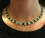 10Ct Green Emerald and Diamond Tennis Necklace