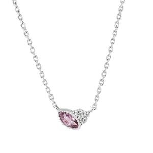 14K White Gold Ruby and Diamond Pendant Necklace