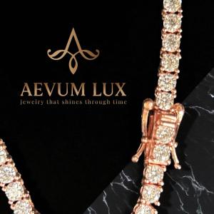 18K ROSE GOLD Vermeil 3mm Tennis Chain Necklace 925 Moissanit Diamond Test 20” 