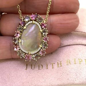 Judith Ripka Diamond & Gemstone Pendant Necklace 18K Gold