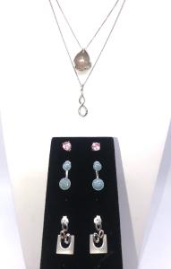 Sterling Silver Diamond and Pearl Jewelry Set