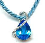 Blue Topaz Teardrop Necklace in 14K White Gold
