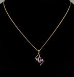 Vintage Gold Plate Diamond & Amethyst Pendant Necklace