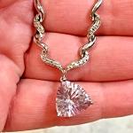 Sterling Silver Diamond & Amethyst Necklace 925 Italy Millennium Faceted Gem 19”