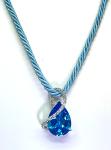 Blue Topaz Teardrop Necklace in 14K White Gold