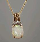 Yellow Gold Opal and Diamond Necklace for Women
