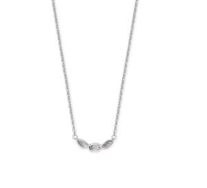 Rhodium Plated Natural Uncut Polki Diamond Three Stone Necklace Adjustable 16+2"