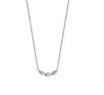 Rhodium Plated Natural Uncut Polki Diamond Three Stone Necklace Adjustable 16+2"