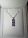Stunning Tanzanite and Diamond Necklace in White Gold
