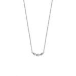 Rhodium Plated Natural Uncut Polki Diamond Three Stone Necklace Adjustable 16+2"