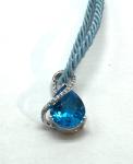 Blue Topaz Teardrop Necklace in 14K White Gold