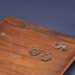 Rhodium Plated Natural Uncut Polki Diamond Three Stone Necklace Adjustable 16+2"