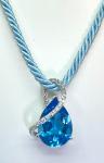 Blue Topaz Teardrop Necklace in 14K White Gold