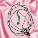 Emerald and Diamond Necklace in 10K White Gold