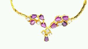 Ruby and Diamond Yellow Gold Necklace