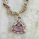 Sterling Silver Diamond & Amethyst Necklace 925 Italy Millennium Faceted Gem 19”