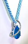Blue Topaz Teardrop Necklace in 14K White Gold