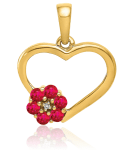 10K Yellow Gold Diamond Ruby Heart Necklace