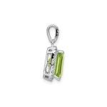 Emerald-Cut Peridot Diamond Halo Pendant Necklace