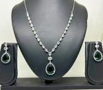 Stunning Green Emerald Pendant Necklace and Earrings